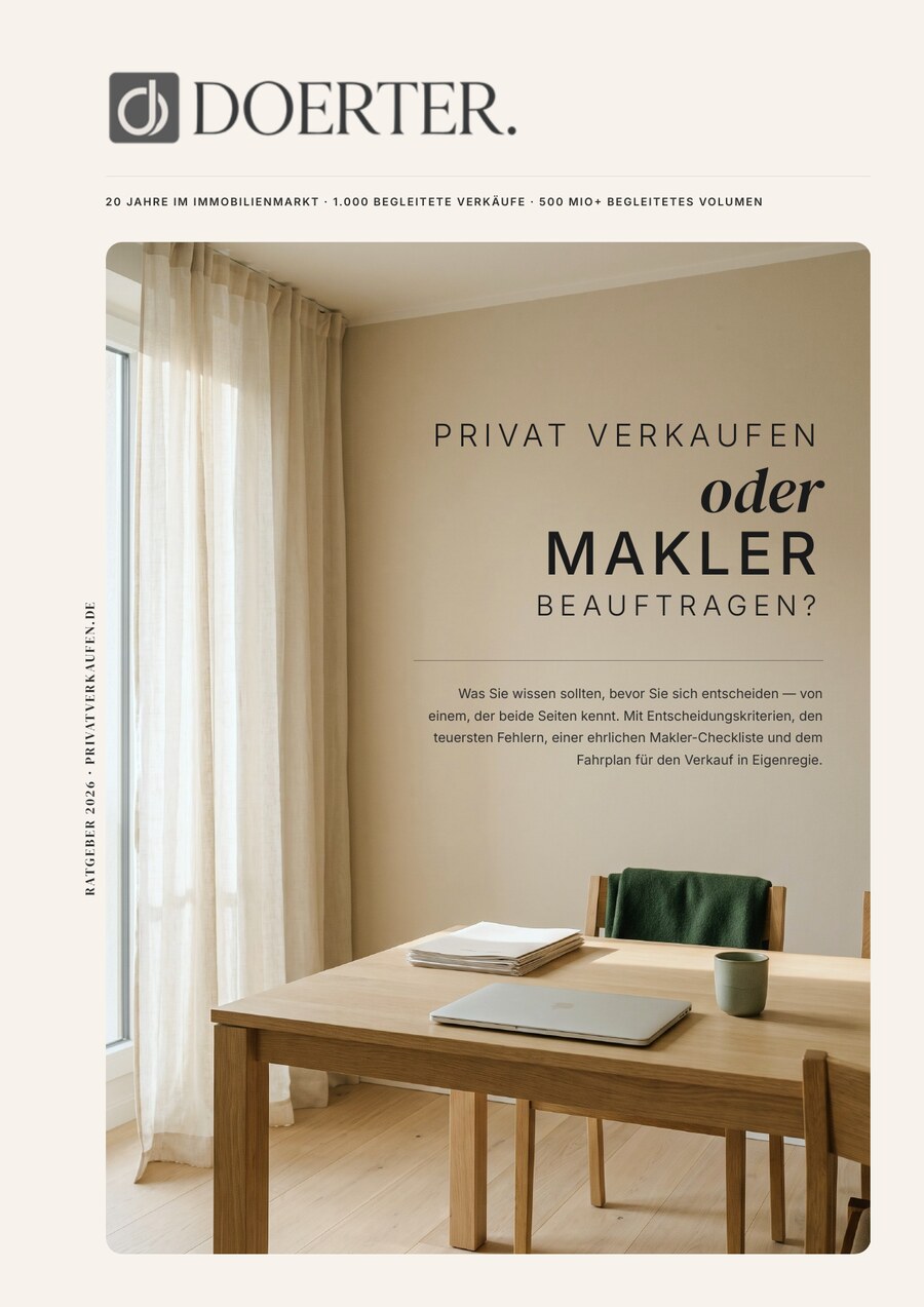 Titelseite des DOERTER-Ratgebers „Privat verkaufen oder Makler beauftragen?“